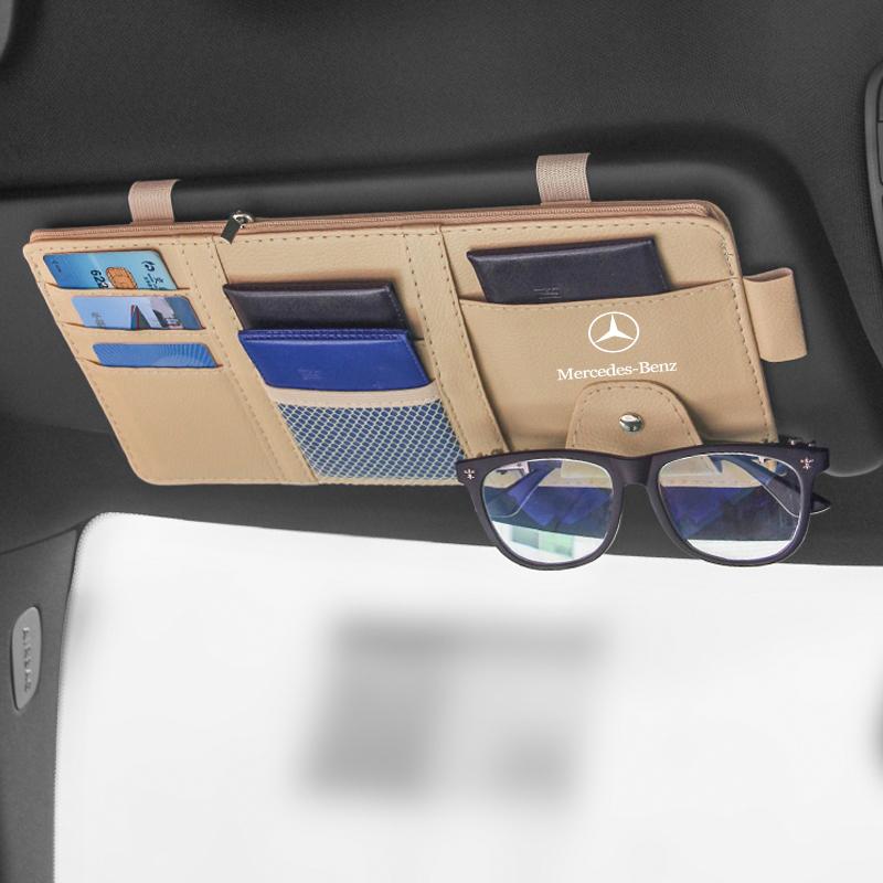 Car Sun Visor Point Type Multi-function Storage Bag Car Accessories For Mercedes-Benz AMG C500 C200 C300 A B C E GLA CLA GLK GL ML GLE W204 W205 W203