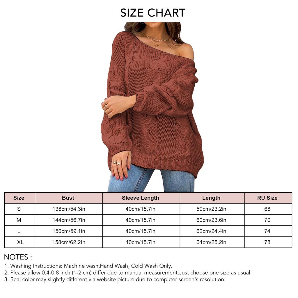 Women Knit Sweater Off Shoulder Long Sleeve Jacket Fashion Style Loose Solid Color Pullover Jumper