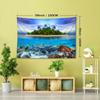 1pc Pacific Island Reef Waves Tapestry Wall Hanging, Room Decor, Bedroom Decor, Living Room Background, Natural Style Backdrop Cloth