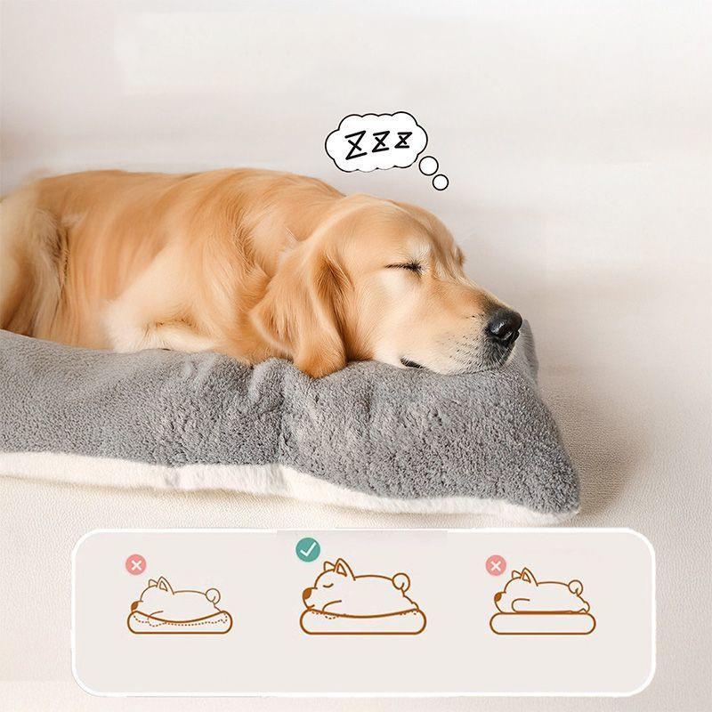 Cama para Animais de Estimação Inverno Quente Almofada de Lã Espessada Tapete para Cães Tamanho Grande Cama para Animais de Estimação Almofada de Pelúcia Macia Fundo Antiderrapante Almofada Lavável para Animais de Estimação