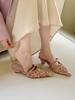 Fantasy Garden~ Gentle Socialite Pointed Toe Half Slippers Women Wear One Word with Thick Heel Muller Shoes