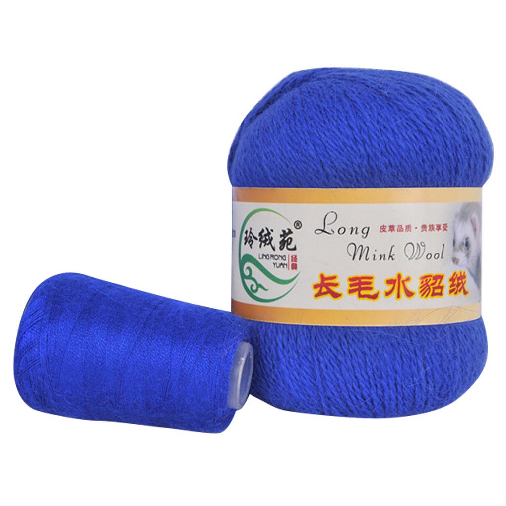 

2шт/комплект длинная плюшевая пряжа свитер шапка шарф антипиллинг ручная вязка зимняя вязаная крючком трикотажная пряжа сапфировый