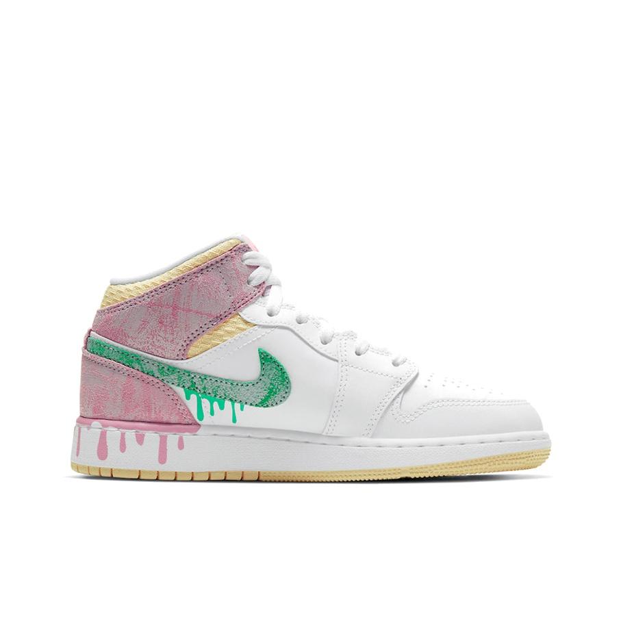 Air Jordan 1 Mid SE GS Ice Cream Kinder-Sneaker Weiß Arctic-Punch Pale-Vanilla DD1666-100