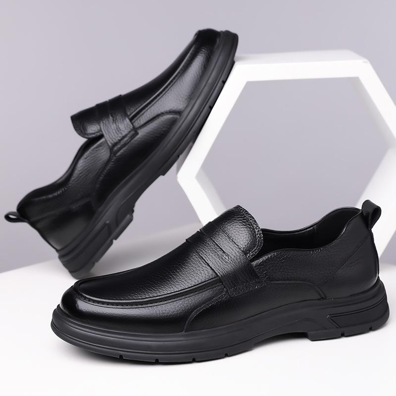 Black Soft Sole Cow Leather Shoes for Men Spring Autumn New Designer Retro Loafers Male Fashion Business Casual Shoes Man