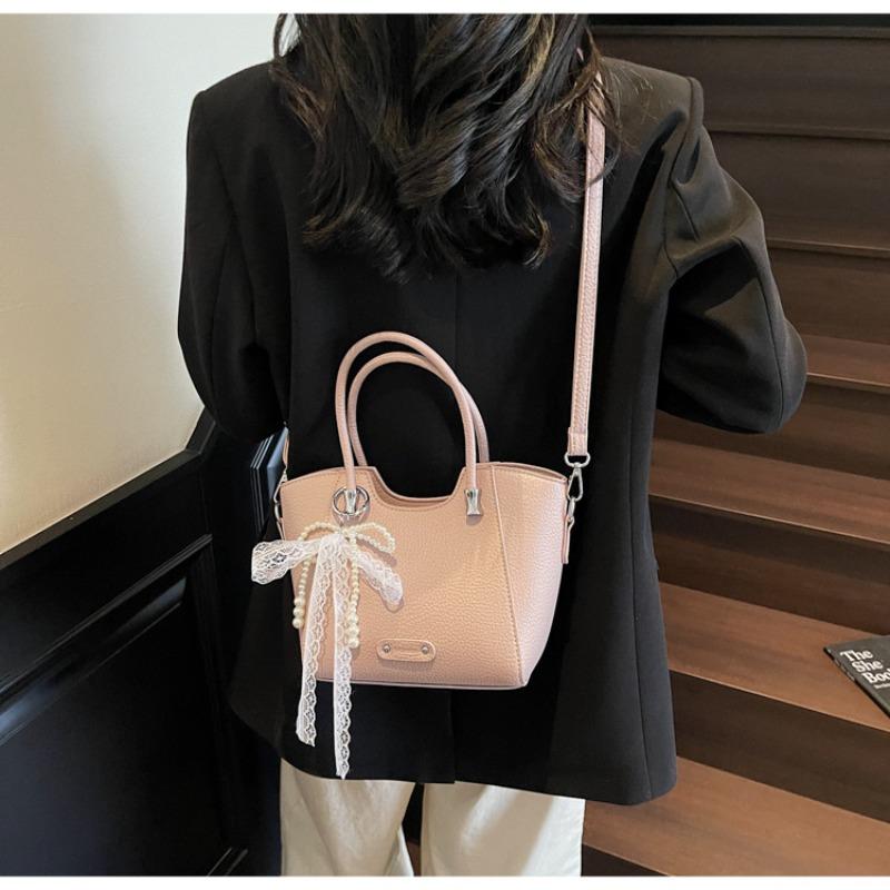 Retro commuter tote handbag, new fashionable large-capacity shoulder bag, simple texture vegetable basket