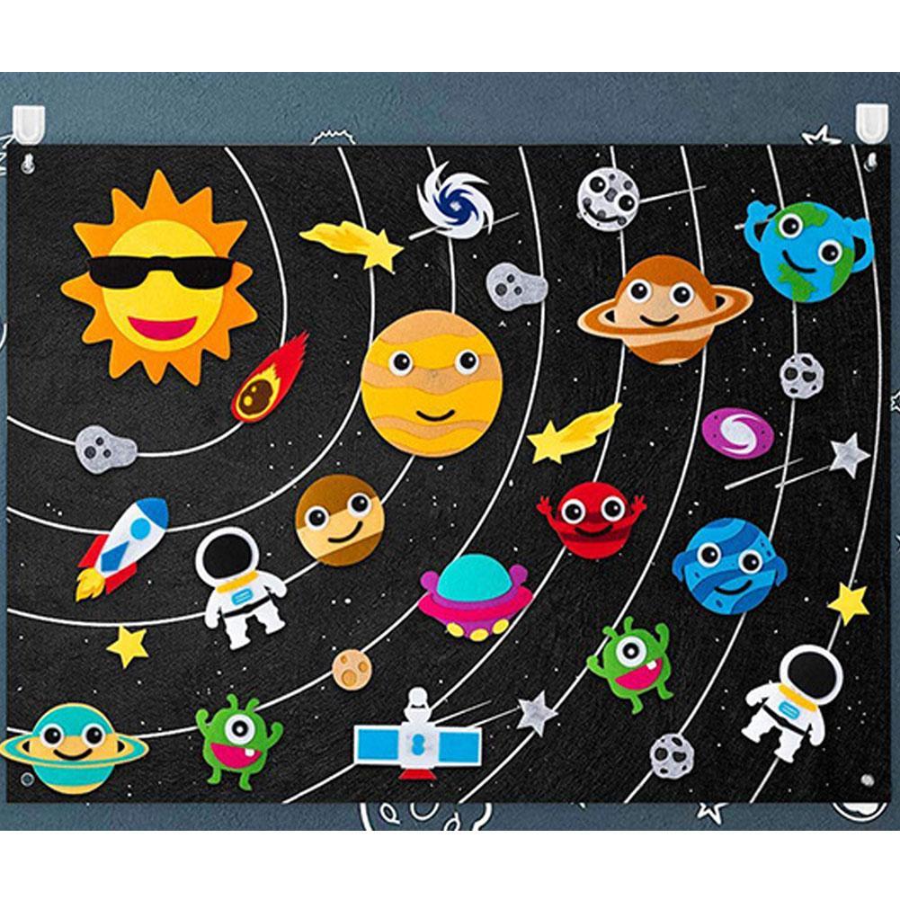 Space Felt Board Toys Early Education DIY Material Home Children Wall Games Decorations Trainin K1B5