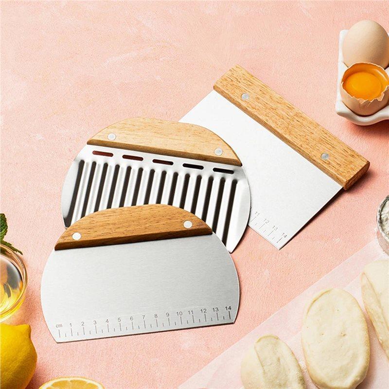 Scale With Stainless Steel Pasty Cutters 3Pcs Noodle Knife Scraper Baking Cake Cooking Dough Scraper Baking Accessories