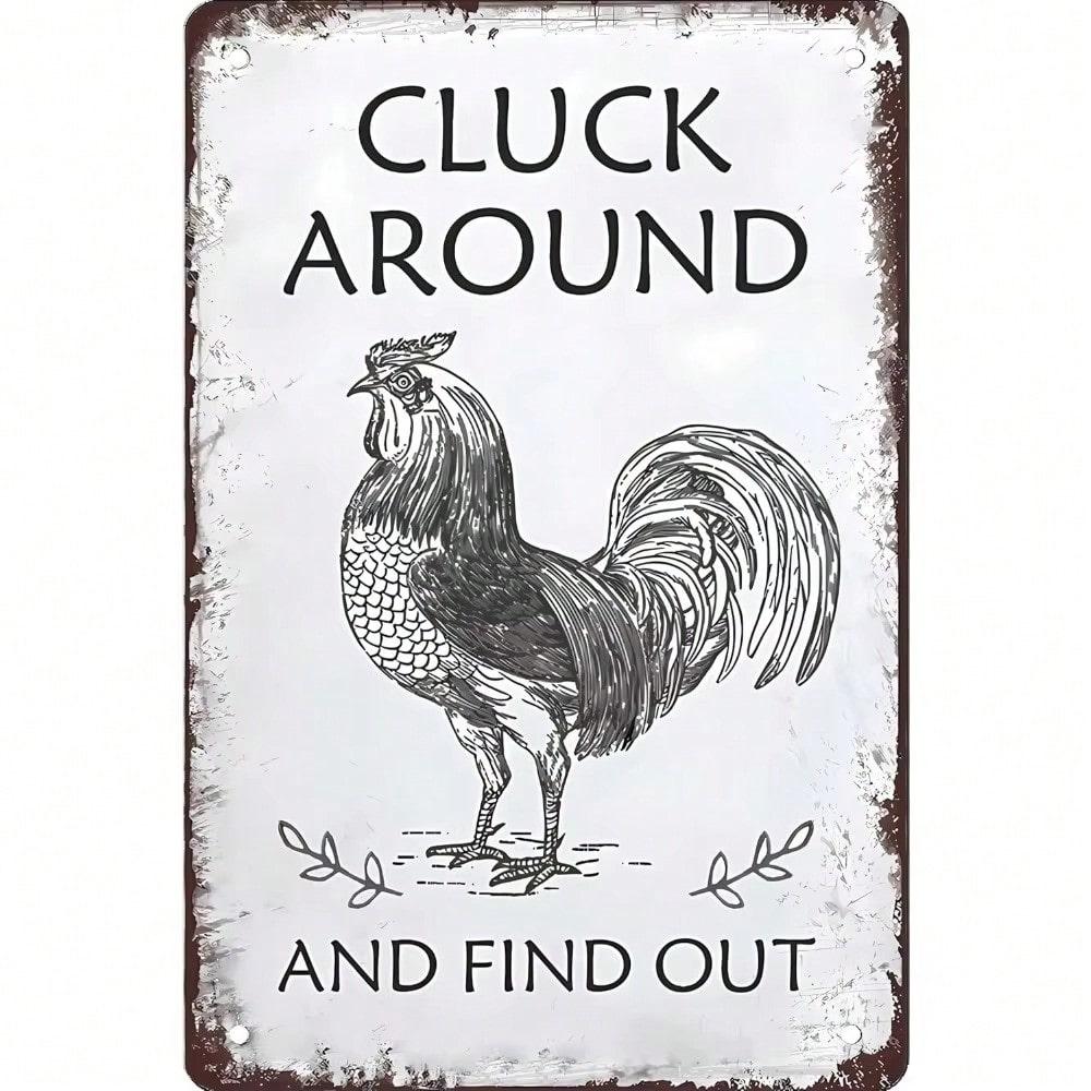 Retro Chicken Metal Tin Sign 12x8 Inch Funny Vintage Plaque Bar Wall Decor
