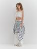 Minderly Check Draped Long Skirt - White