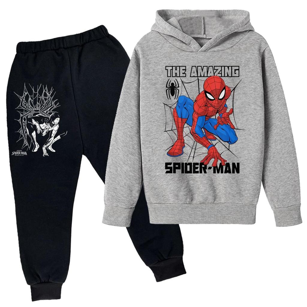 Kids Printed Hoodie and Sweatpants Set Long Sleeve Loose Fit Pullover Outfit for Boys and Girls