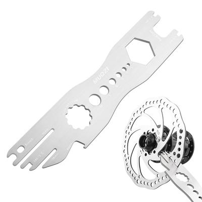 9 In 1 Bike Pedal Wrench Multi-Function Bike Disc Brake Rotor Alignment Truing Tool Stainless Steel Cycling Accessories
