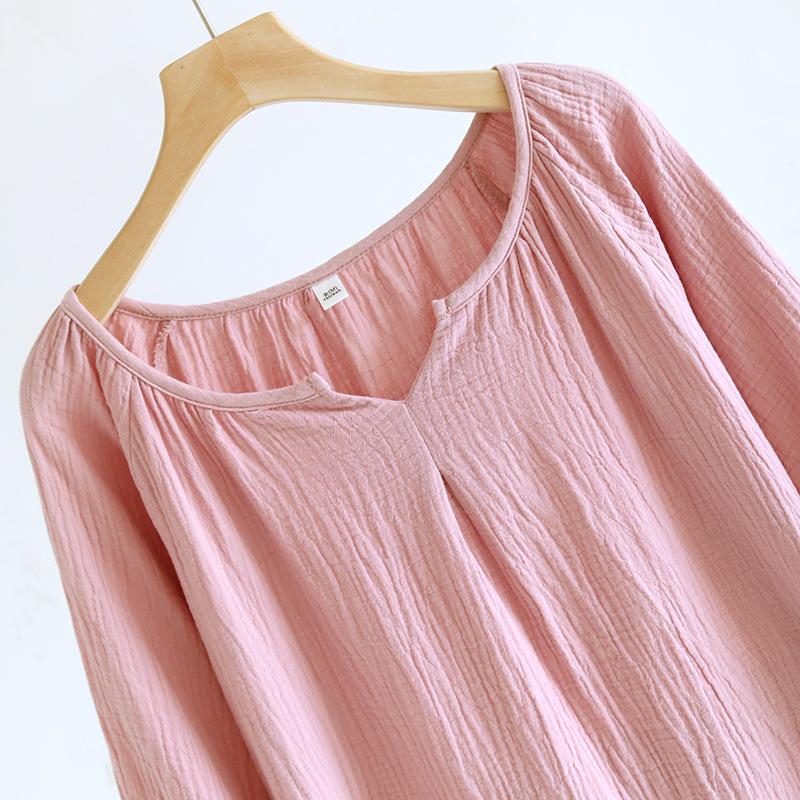 Solid Color Women's Summer Round Neck Cotton Nightgown Plus Size Loose Home Night Wear Dresses for Women Sleepwear