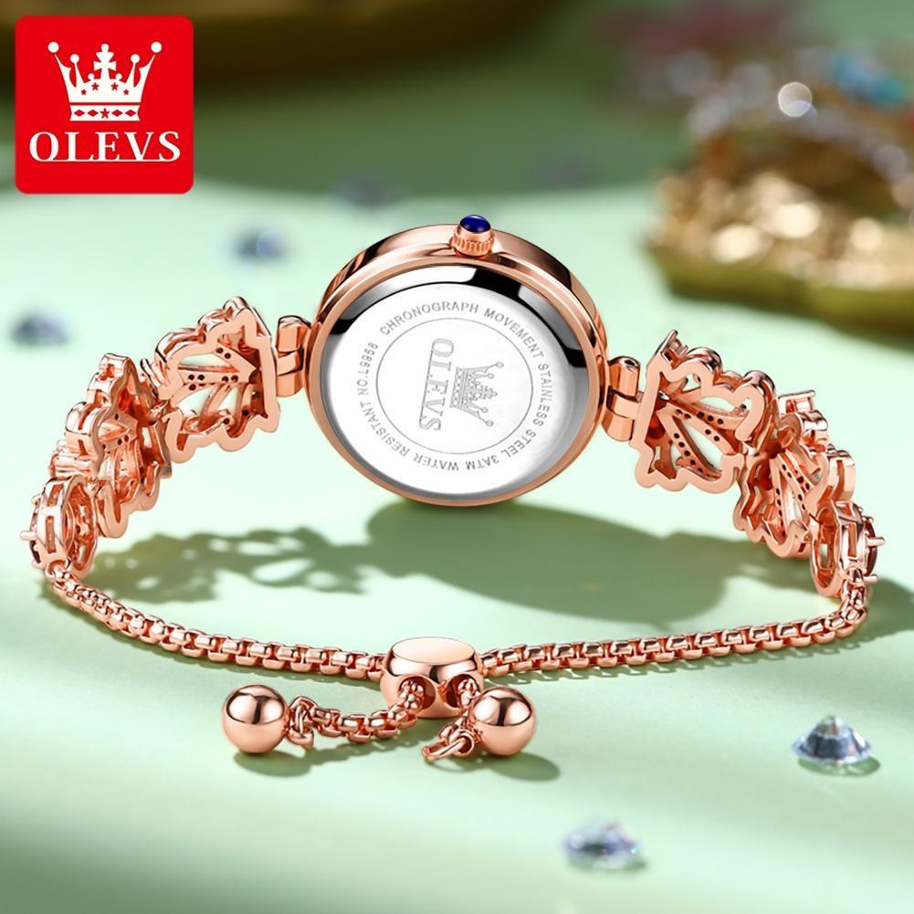 OLEVS Elmas İşlemeli Kadın Saati Moda Bilezik Kuvars Saat