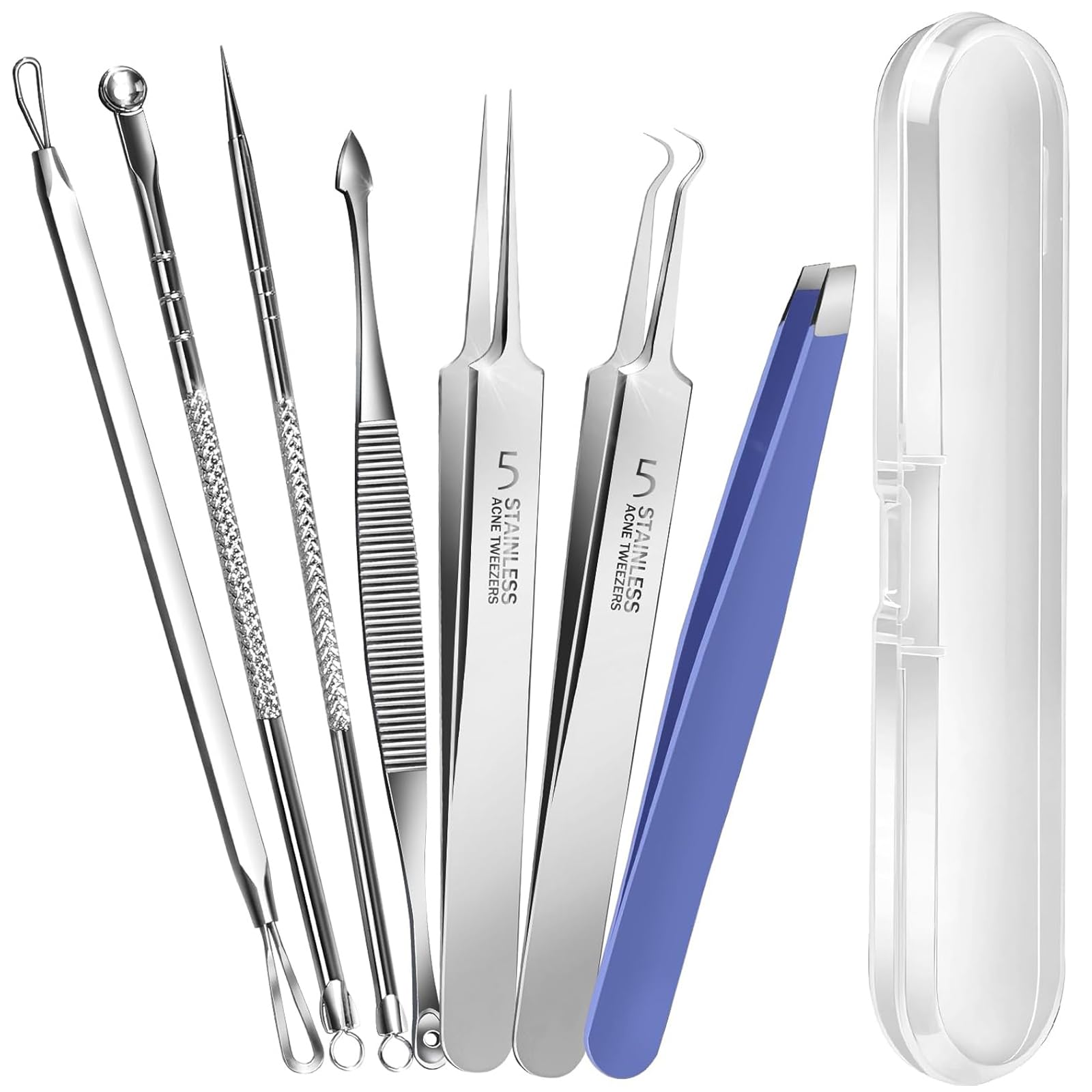 

Honnydend Set of Blackhead and Acne Removal Antibacterial Stainless Blackhead Removal Needle Tool Pore Care Kit for and Blemish Extraction 7-Piece