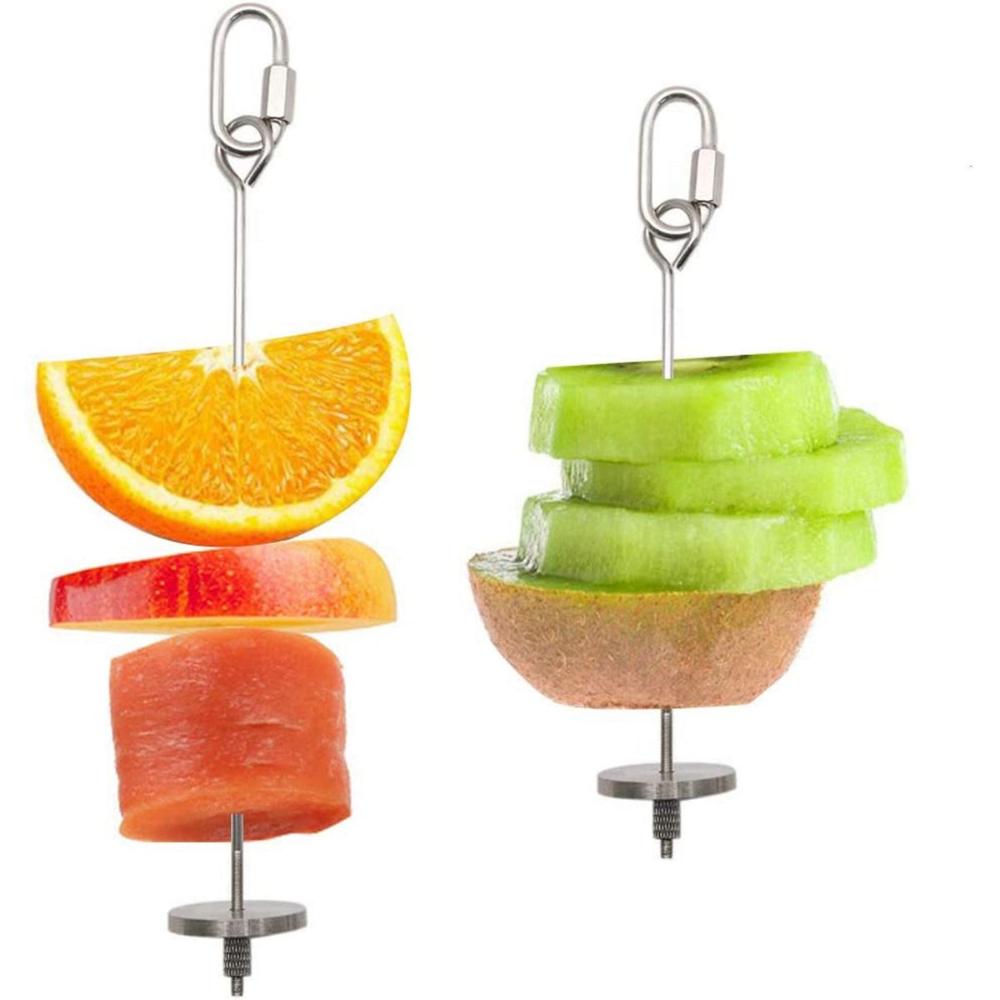 Cage Accessories Pet Treat Foraging Toy Vegetable Skewer Bird Food Holder Parrot Feeder Fruit Stick