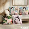 Chinese Ancient Style Beauty Cushion Cover Pillowcase Ultra Soft Skin Friendly Fabric Cloud Like Comfort  Concealed Zipper