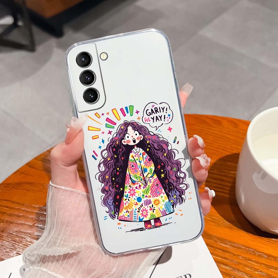 Back Cover For Samsung S21 S22 S23 Ultra Plus S6 S7 S9 Edge Bumper Case Screen Protector Luxury Graffiti Butterfly Silicone Soft TPU Transparent Shell
