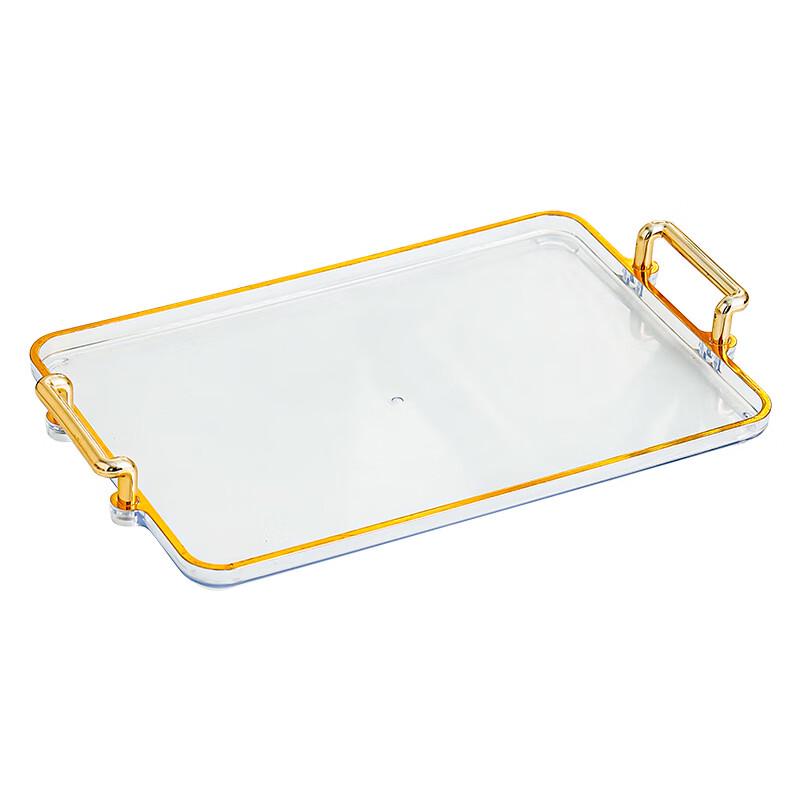 Rectangular Transparent Gold-Rimmed Serving Trays