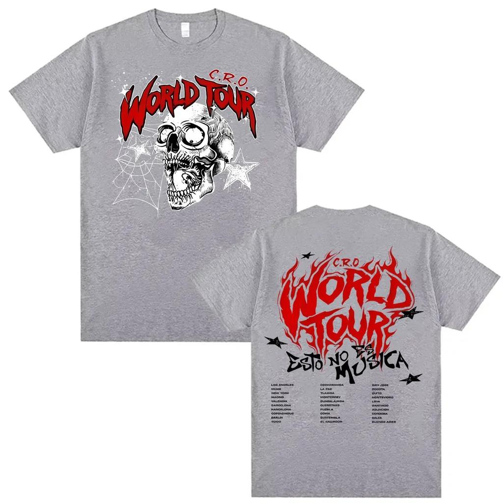 2026 Rapper C.R.O Album World Tour Print T Shirts Men Women Fashion Vintage T-shirts Oversized Cotton Short Sleeve T-shirt Streetwear
