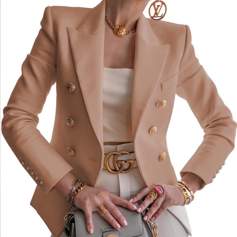 2021 Solid Color Double-Breasted Slim Fit Suit - Multi-color European/American Style