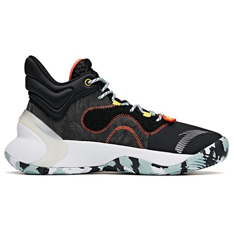 Anta Comfortable Thick Sole Mid-Top Basketball Shoes Women Sneakers Black Orange 112041621-1
