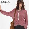 MO&Co. Women's Cotton Blend Half-Placket Knit Top