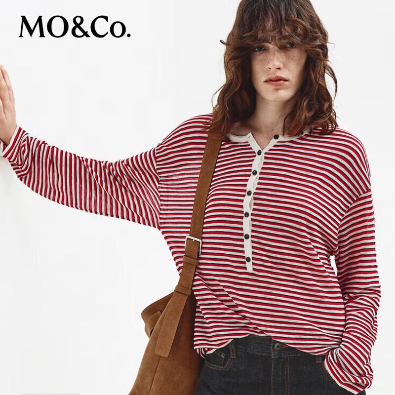 MO&Co. Women s Cotton Blend Half-Placket Knit Top M