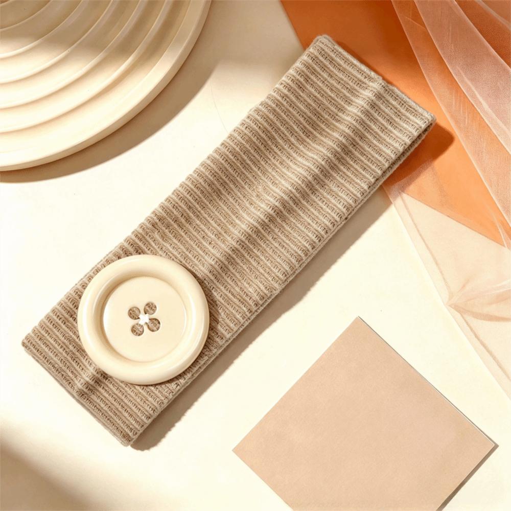 Elastic Button Headband Ribbed Knit Knit Turban Band New Head Wrap Daily Wear