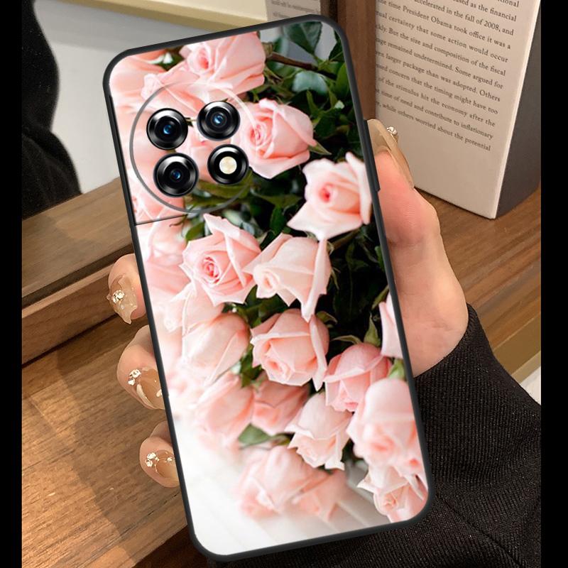 Pink Roses Bouquet Flowers Case For OnePlus 15 R 13T 13R 12R 10T 8T 13 12 11 9 10 Pro Nord 5 CE 4 2 3 Lite N20 N30 Cover
