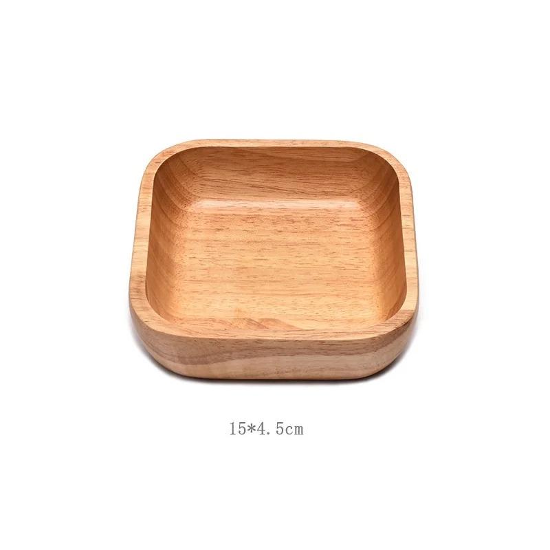 Square Wooden Fruit Salad Bowl Plate Dried Fruit Cake Snack Plates Retro  Tableware Simple Tea Tray Dessert Snack Plate