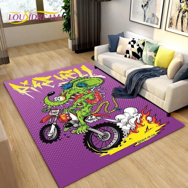 Tappeto Area Cartone Animato Divertente Rat Fink, Tappeto per Soggiorno Camera da Letto Garage Divano Decorazione Zerbino, Tappetino Antiscivolo da Gioco per Bambini