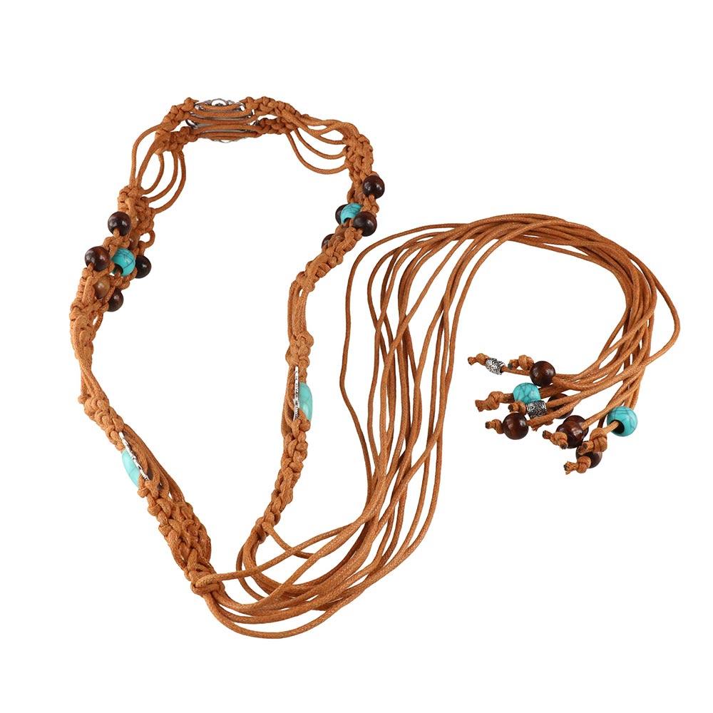 Ethnic Style Woven Belt Bohemian Dress Chain Waist Dress Accessories Braided Waist Belt  Women