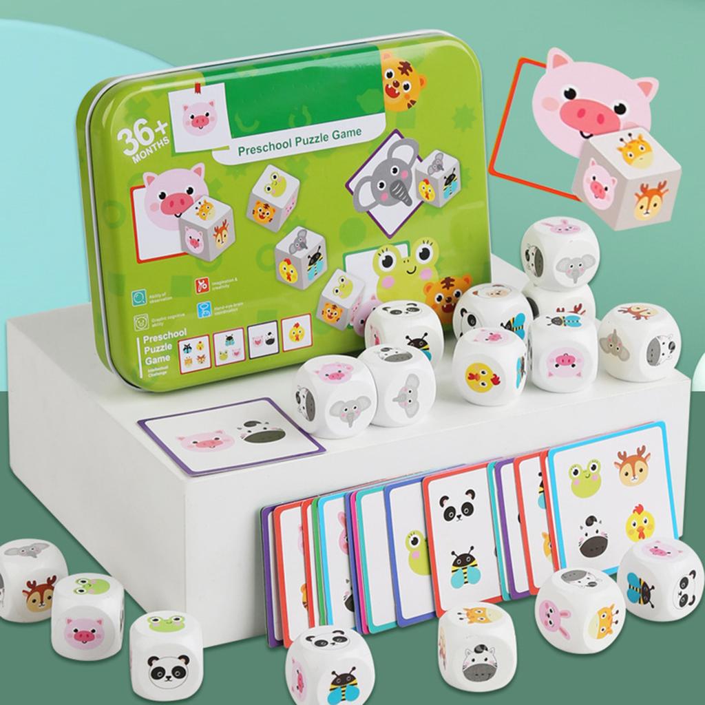 Animal Matching Game,Wooden Focus Training Toy Ages 3+, Memory & Observation Game With 20 Card,Educational Games, Colorful Illustrations