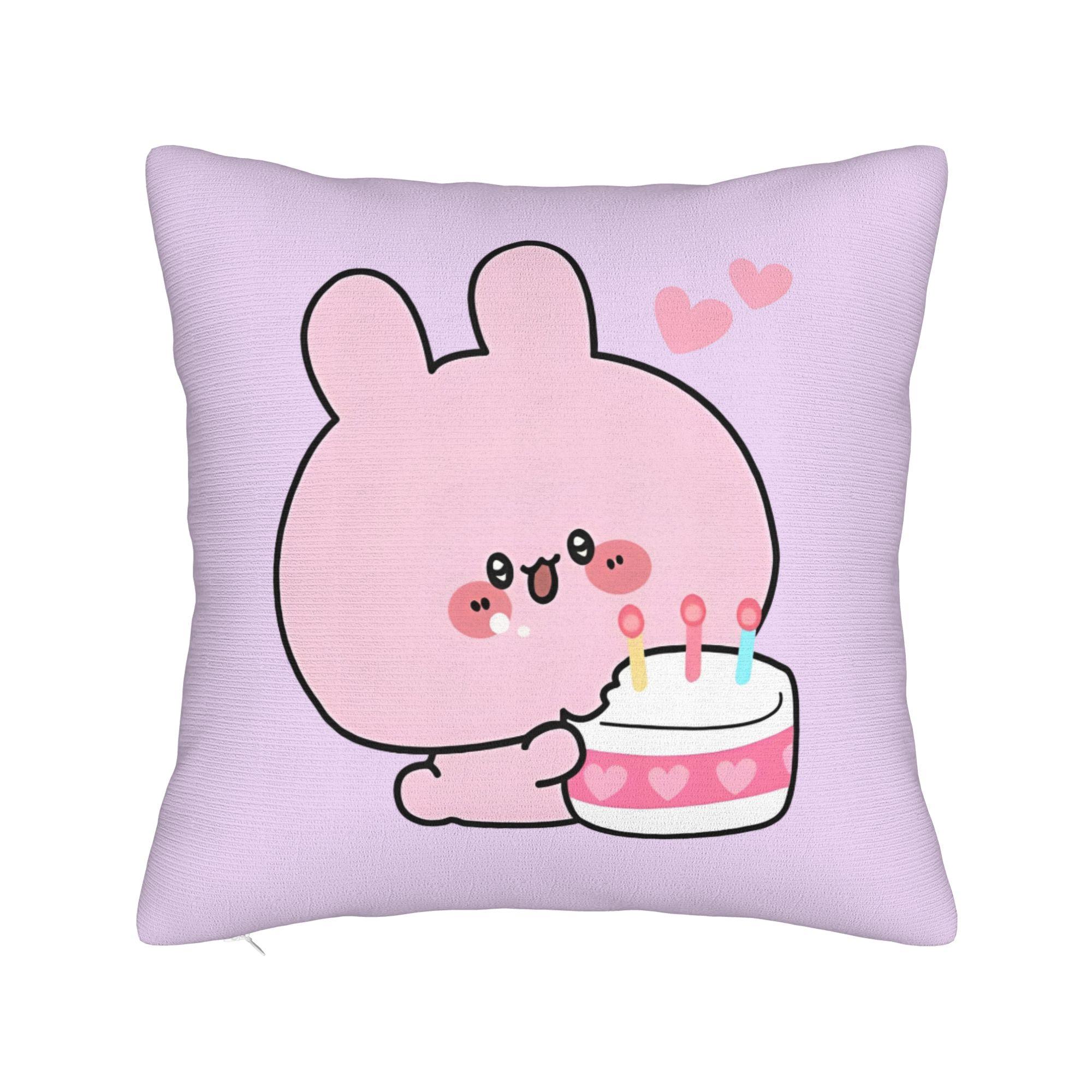 

Asamimichaan Asleep Cartoon Square Pillowcases Sofa Kawaii Asamimi Cushion Case Funny Home Decoration Throw Pillow Case 30x30cm 12x12in