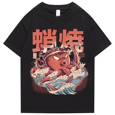 T Shirts Streetwear Tshirts Cartoon Short Sleeve Casual Summer Cotton Men Hip Hop Print O-neck 2026 Japanese Harajuku Top