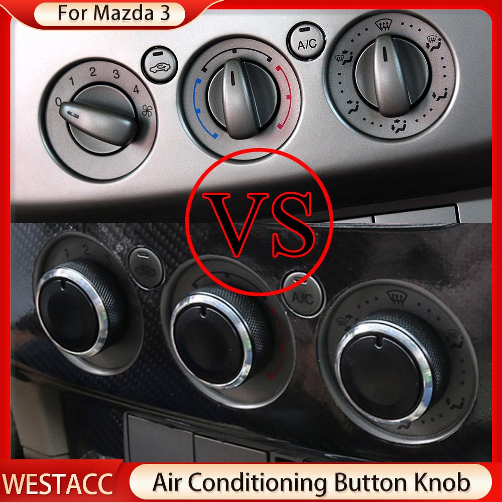 Aluminum Alloy Car Air Condition Knob AC Heater Control Button Knob for Mazda 3 M3 2004 - 2009 Interior
