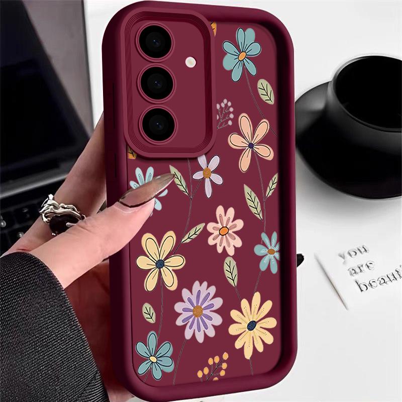 Liebevolle Cartoon-Blumenhülle für Samsung Galaxy S25 S24 Ultra S23 S22 Plus S21 S20 FE A15 A16 A26 A34 A35 A36 A54 A55 A56 5G Capa
