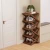 Wooden Folding Shoe Rack No Assembly 2/3/4/5/6/7 Tiers Bamboo Corner Shoe Rack Hallway Entryway Small Space Shoe Organizer Shelf