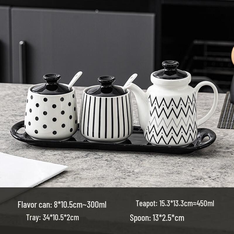 Su Liunian Ceramic 3-Piece Condiment Set