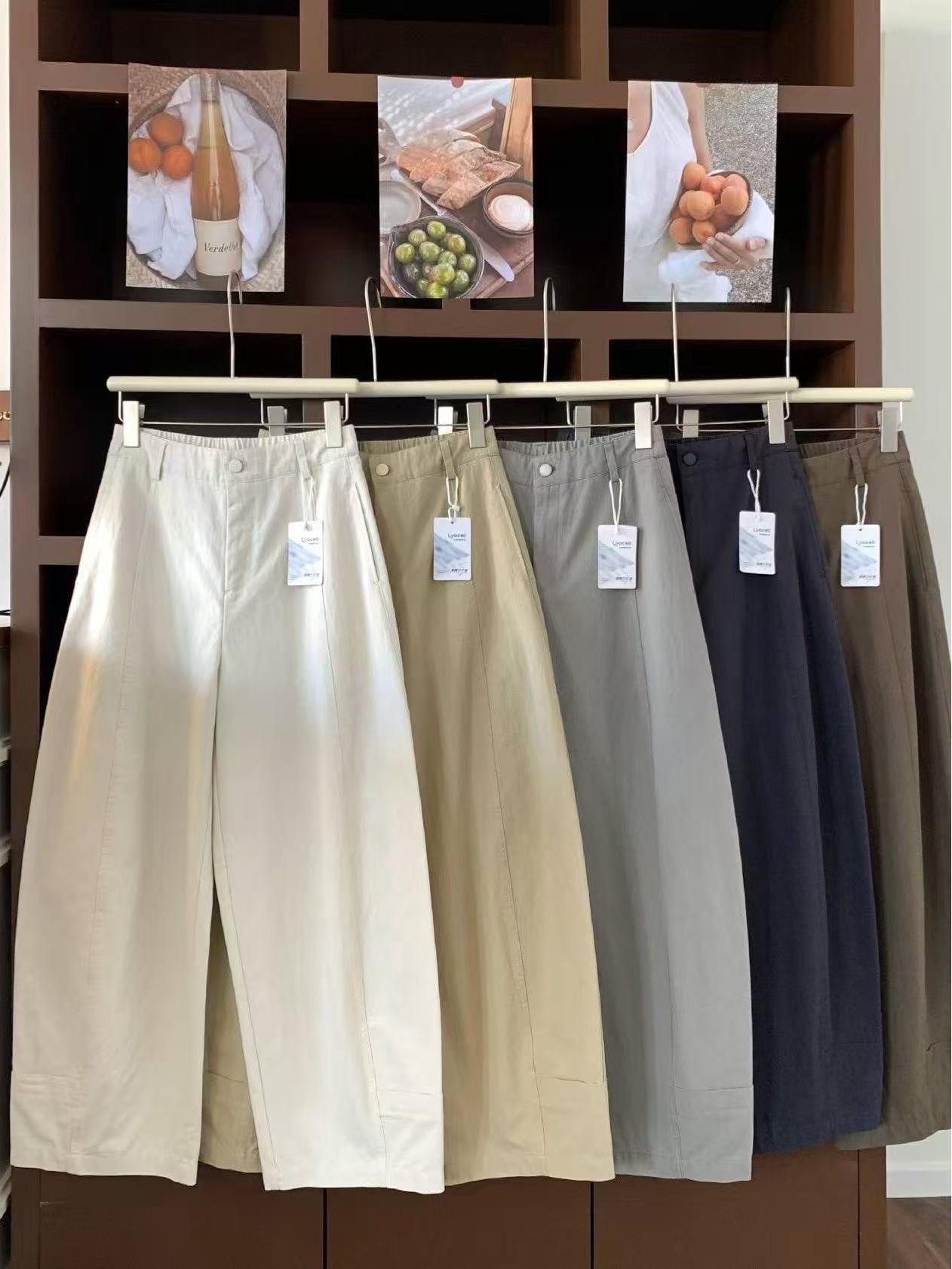 Women s High Waist Tencel Cotton Cropped Pants - Spring/Summer Collection, Slimming, Loose, Comfortable, Wrinkle-Resistant, Yamamoto Style S светло-серый