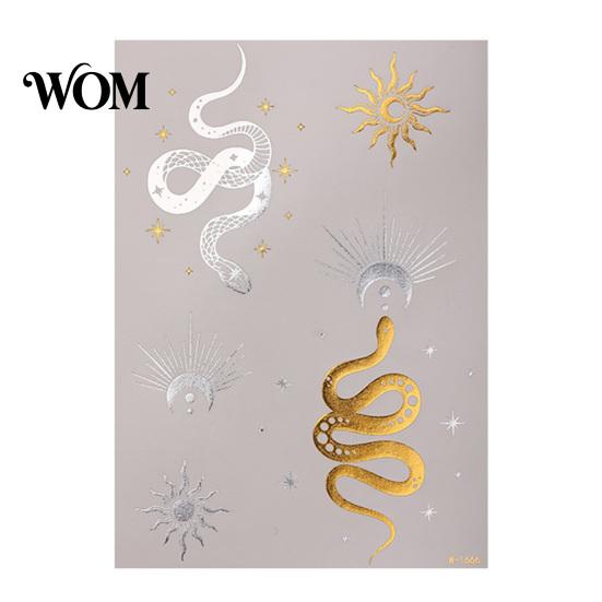 Decorative Body Art Decals Golden Silver-color Metallic Tattoo Sticker for Women Girls, Temporary Hypoallergenic Stickers Face Arm Decoration,