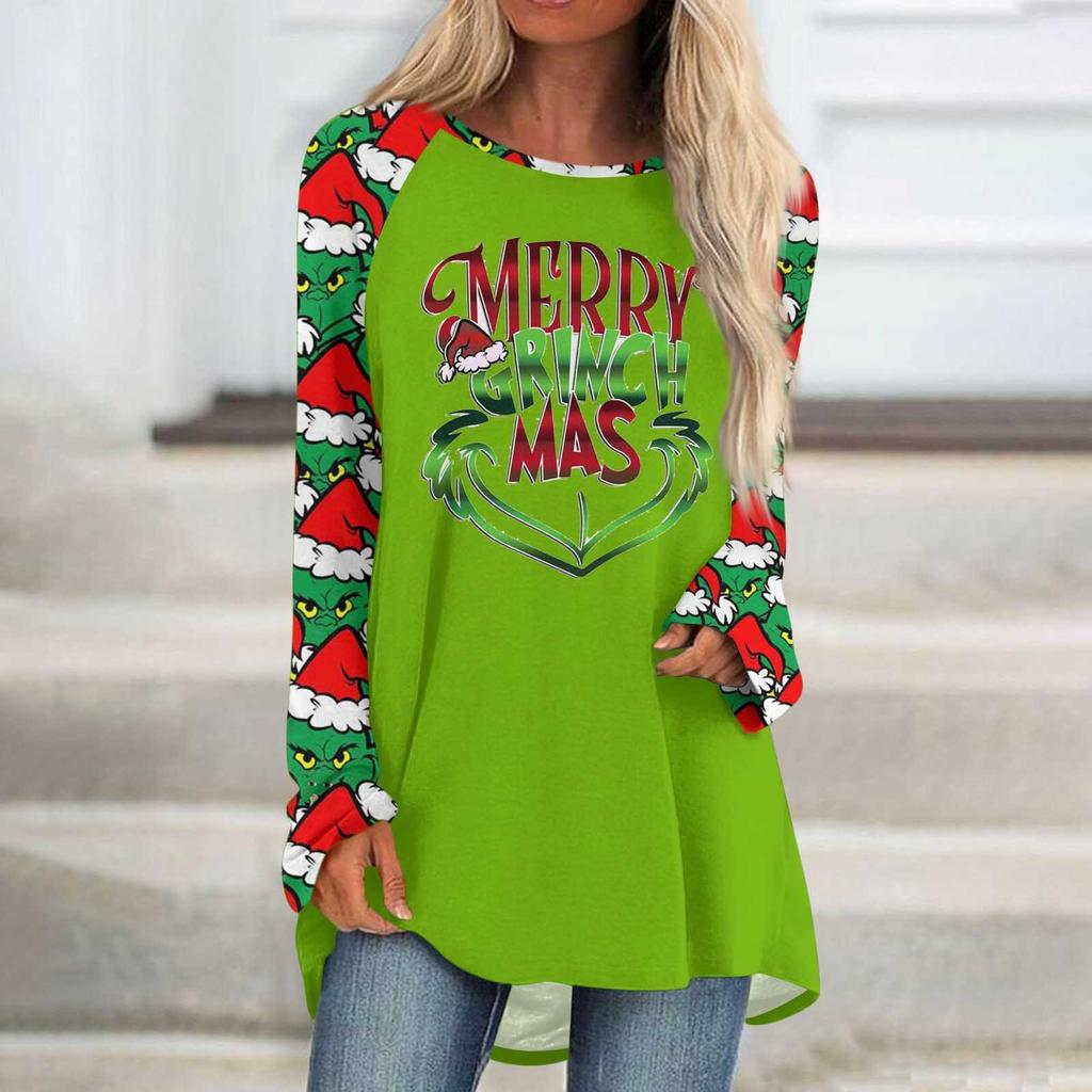 Dámské podzimní a zimní tričko s dlouhým rukávem a kulatým výstřihem ležérní tričko s dlouhým rukávem