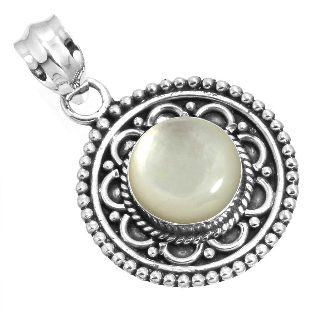 925 Sterling Silver Pendant Women Gemstone Handmade Jewelry Wedding Gift Blue Green Purple Copper Turquoise Pearl Lapis Mother Of Pearl Vintage