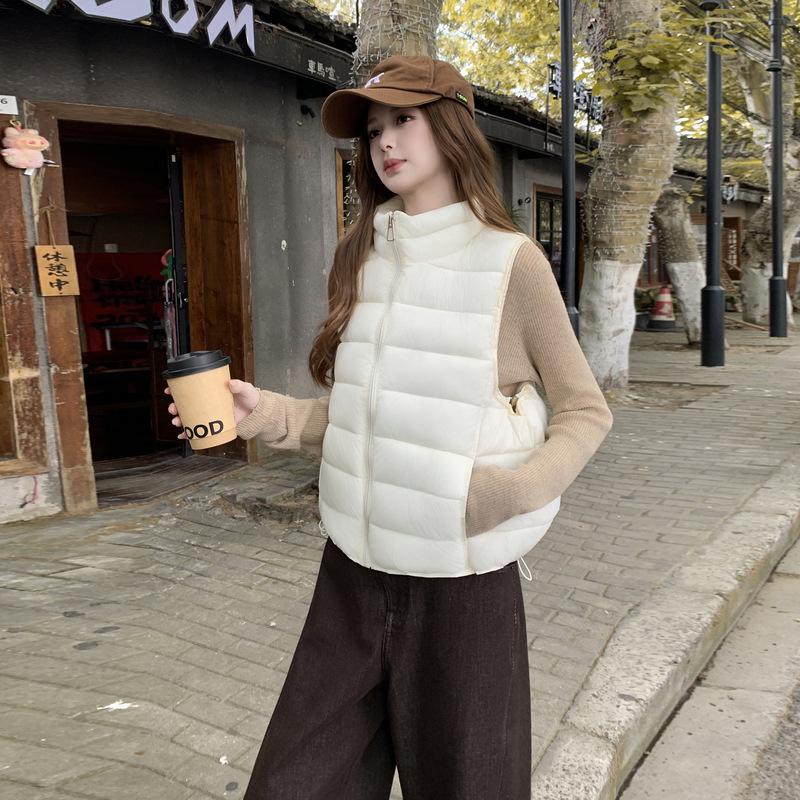 Ribs down cotton vest women's stand-up collar short autumn and winter top warm vest jacket