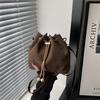 Portable Large Capacity Crossbody Bags Solid Color Faux Suede Shoulder Bag Adjustable Strap Drawstring Women's Handbags Women