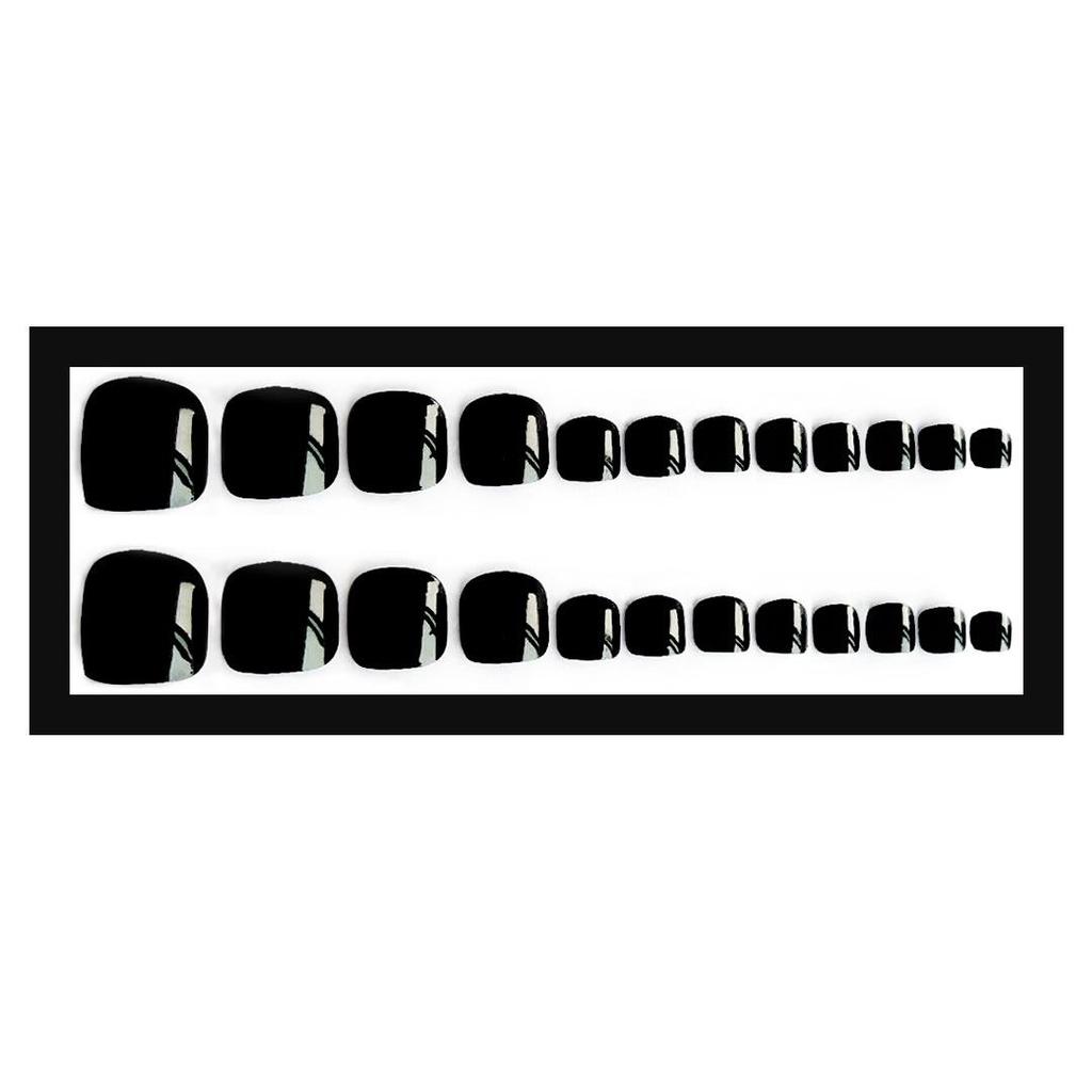 Boxed Toenail Whitening Patches - 24 Wearable Black False Toenail Manicure Pieces