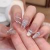 Handmade Medium-Long Ice Crystal Butterfly Cat Eye Nails for Brides or Pregnant Women