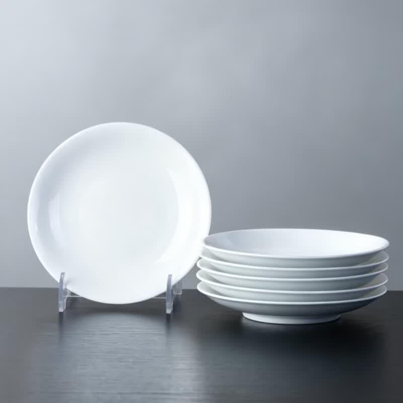 Hao Ya Jingdezhen White Porcelain Shallow Plates - 6 Inch (Set of 6)