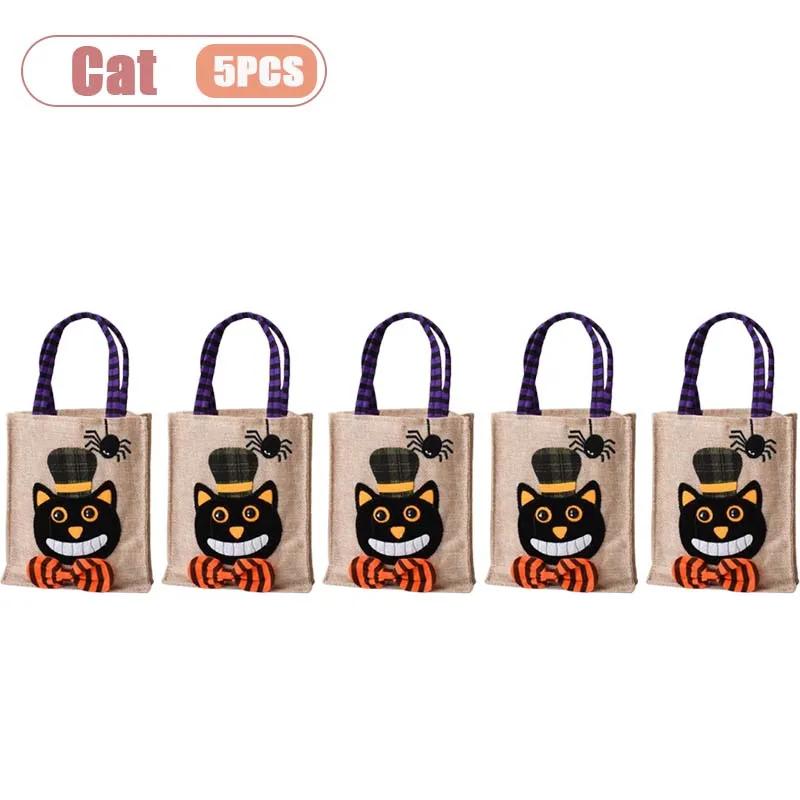 1-10PCS Halloween Treat Bags with Handles for Kids Candy Gift Supplies Party Favor Packaging Bag for Trick or Treat Decoration