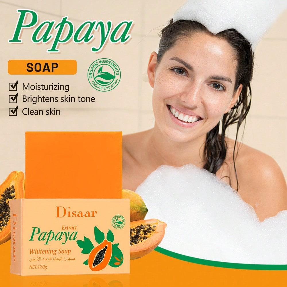 1PC Papaya Soap, Moisturizes the Skin, Brightens the Complexion, Cleanses the Skin and Deeply Cleanses Pores.